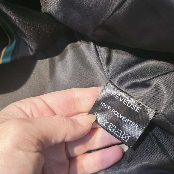 Reveuse NWT Elegant Black and Green Striped Women's Blazer S/M/L/XL - Picture 8 of 13